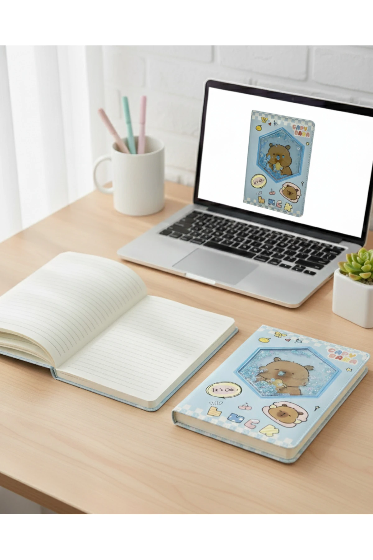 Sulu capy bara çizgili defter