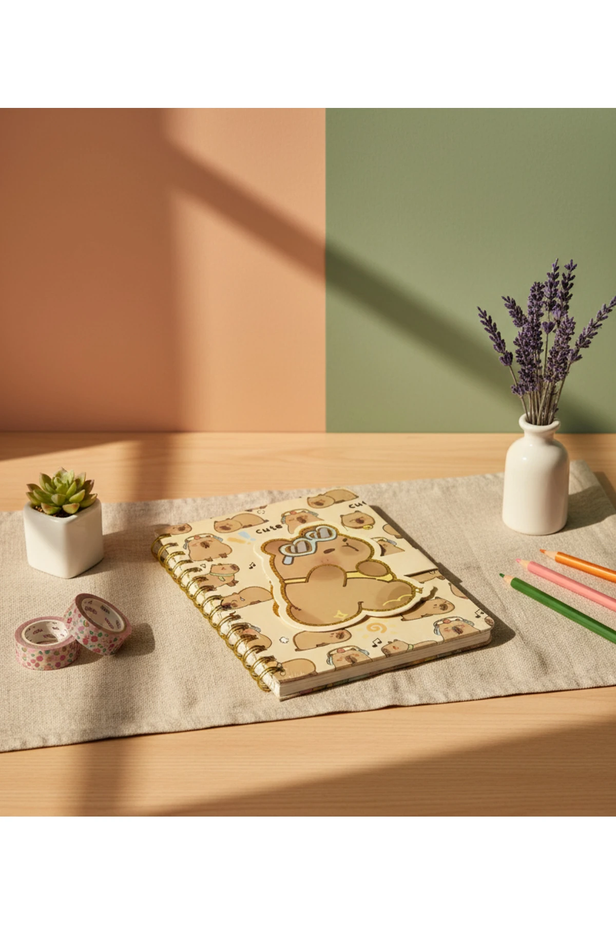 Capy bara günlük düzenleyici telli defter