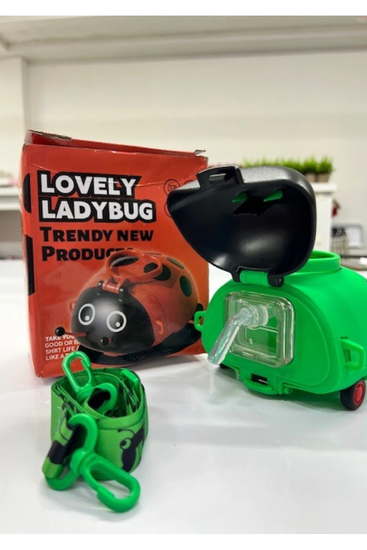 Uğur Böceği Tasarımlı Pipetli Çocuk Suluk Matara 400 ml