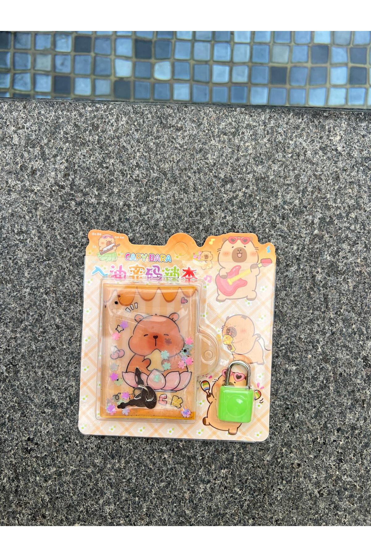 Kilitli Capy Bara Tasarımlı Küçük Defter – Çocuk Günlük Ajanda