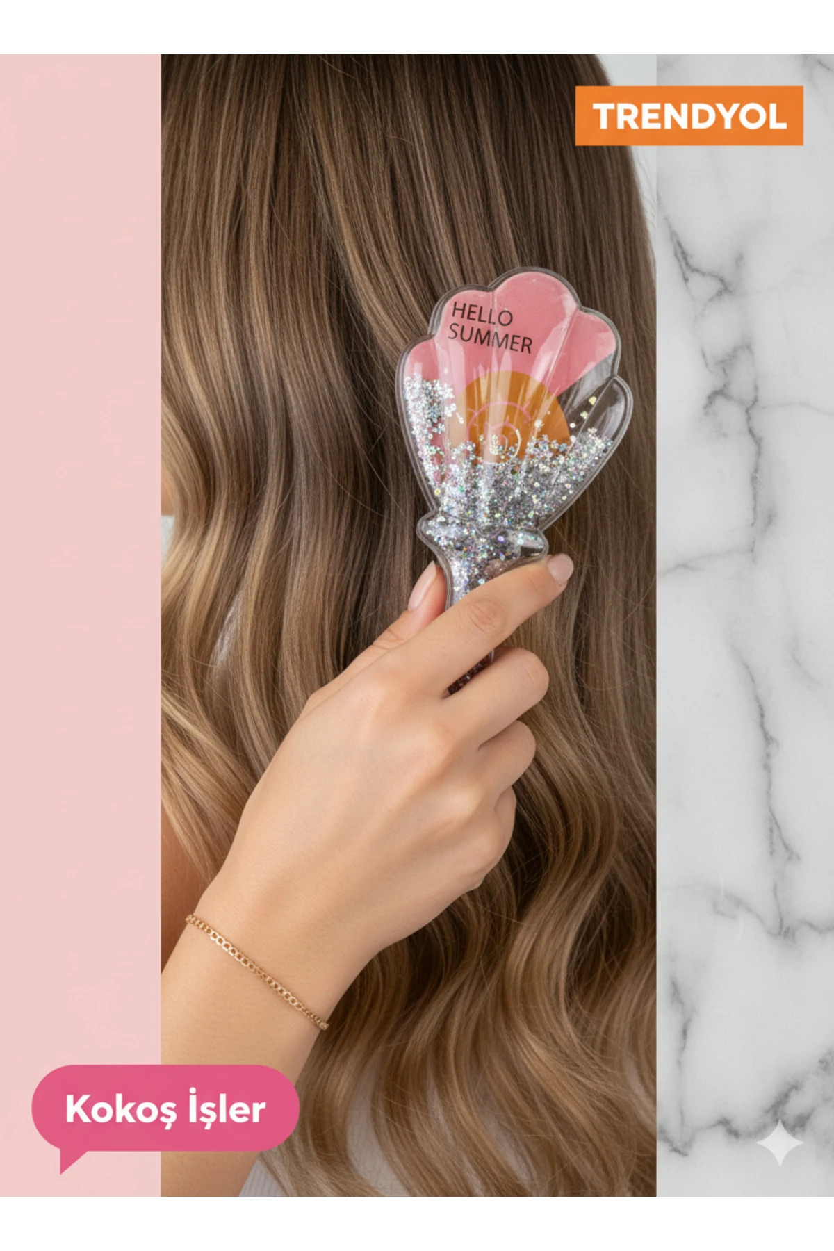 Simli deniz kabuğu şekilli saç tarağı