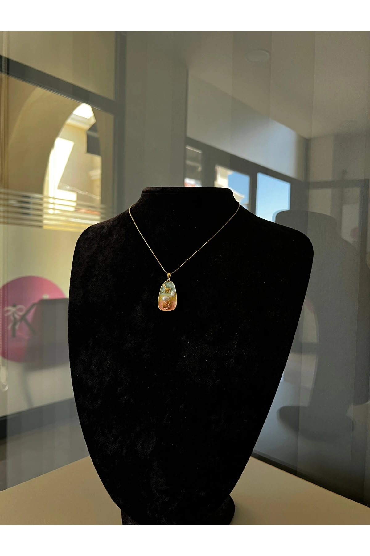 Vintage El Yapımı İnci Taşlı Pinterest Kolye"