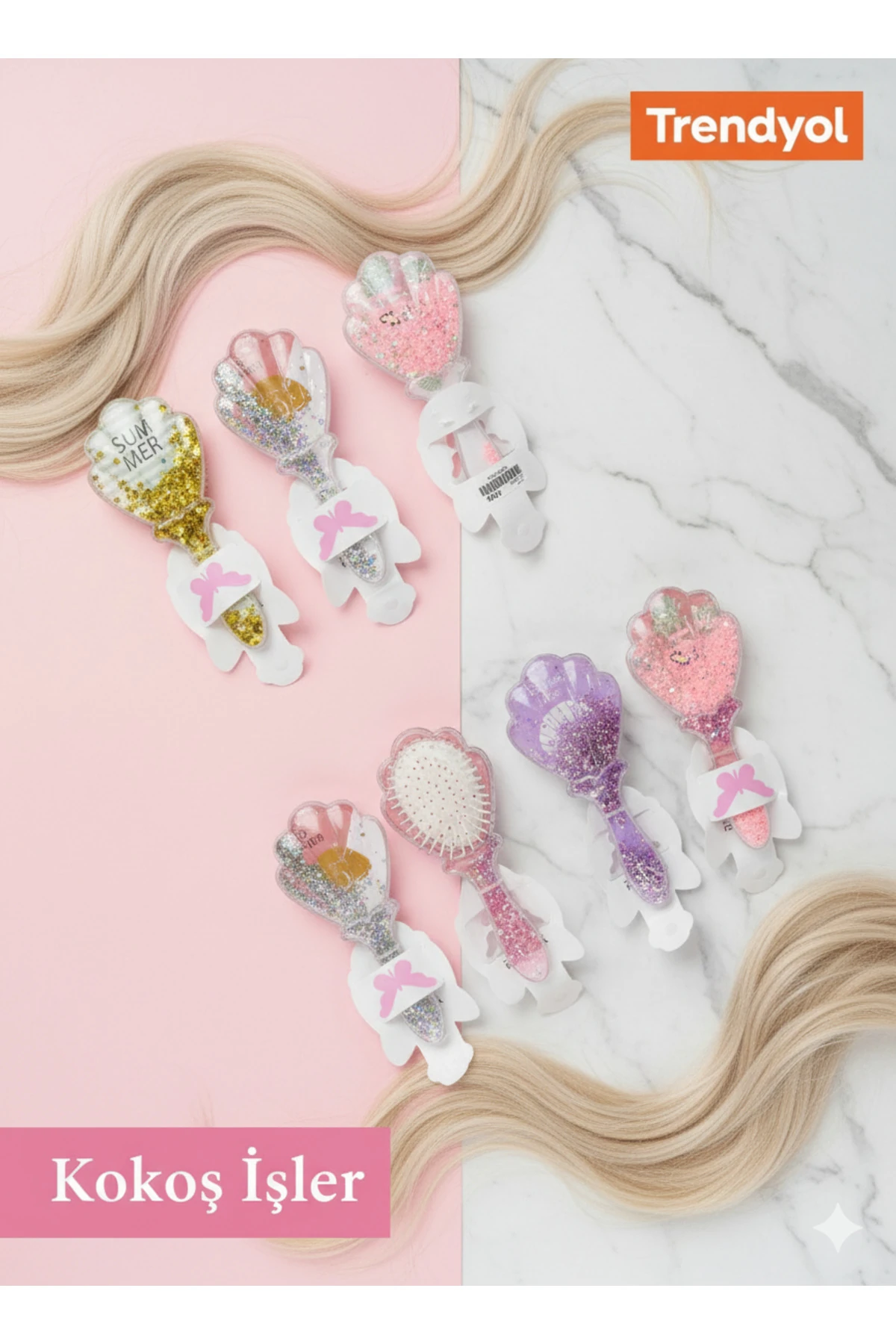 Simli deniz kabuğu şekilli saç tarağı