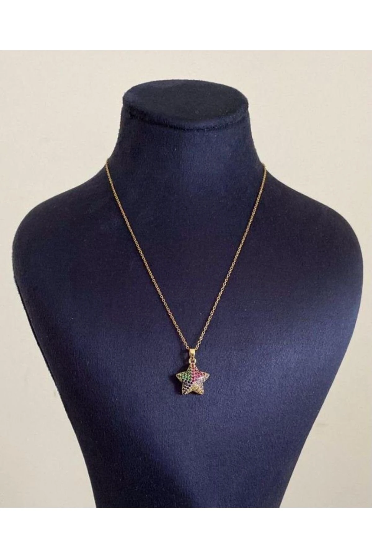 Renkli Taşlı Yıldız Kolye