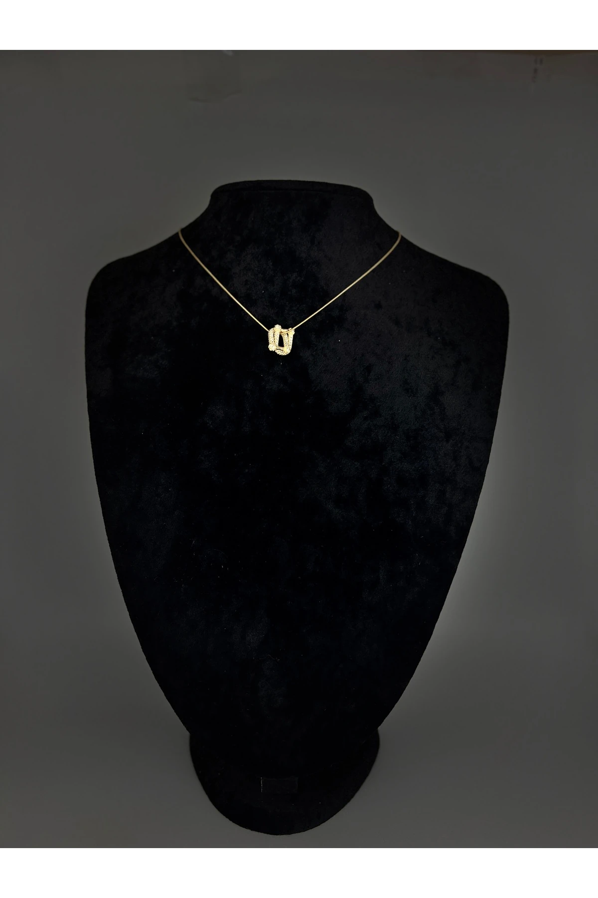 Zirkon taşlı çelik halka form kolye