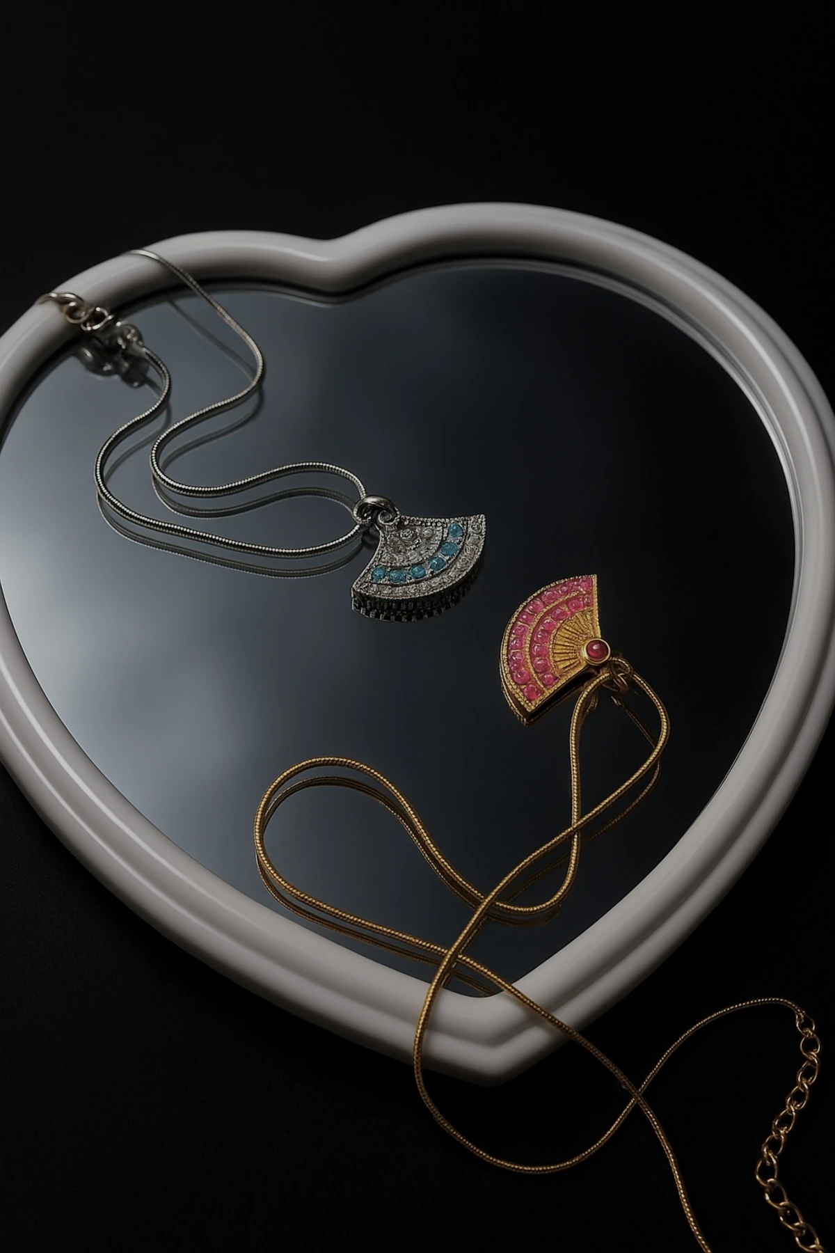 Şans getiren yelpaze çelik kolye