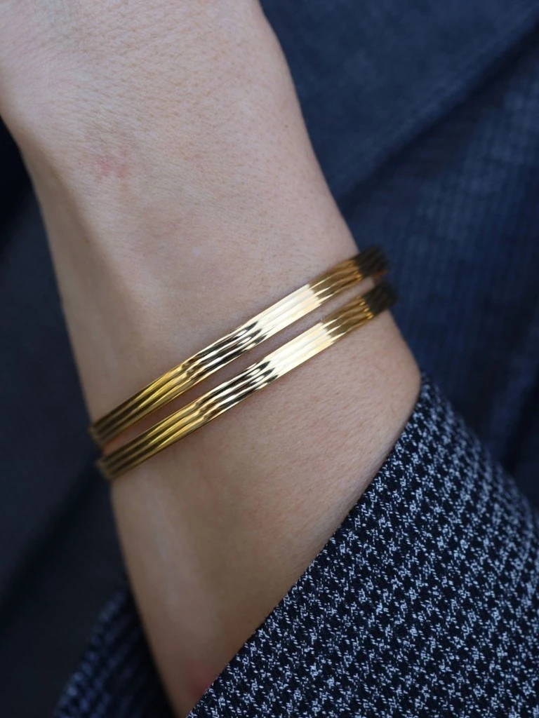 925 Ayar Gümüş Üzeri 22 Ayar Altın Kaplama İtalyan Ajda Bilezik