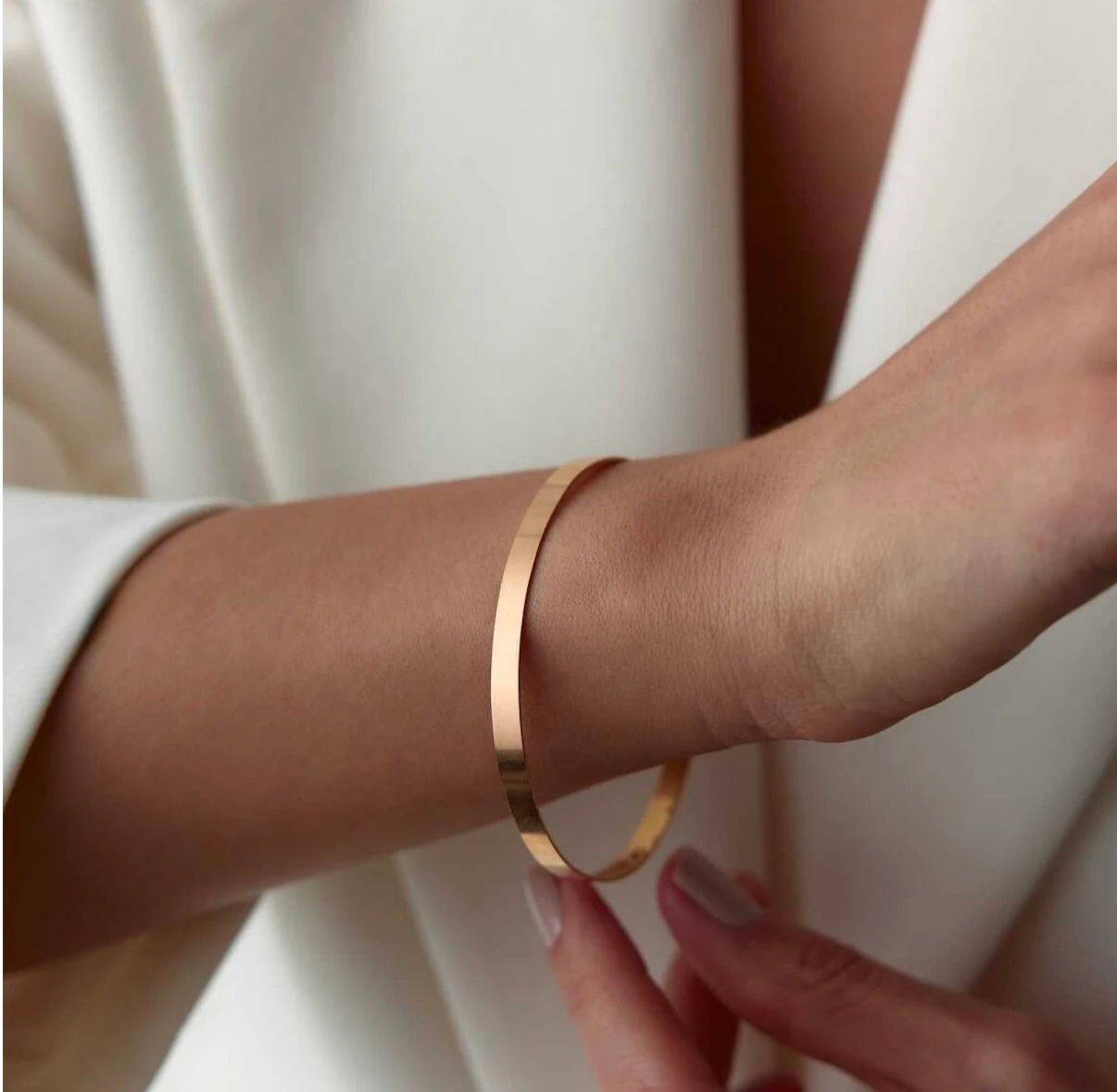 925 Ayar Gümüş Üzerine 22 Ayar Altın Kaplama Ray (Kibrit Çöpü) Bilezik