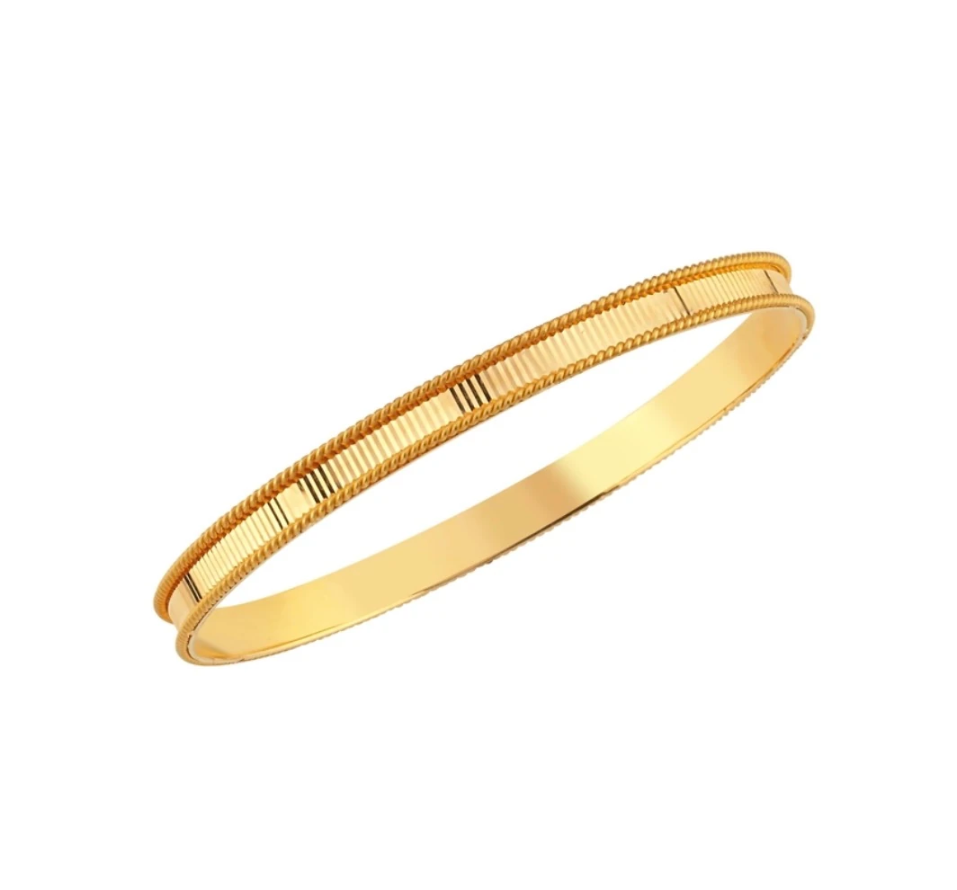 925 Ayar Gümüş Üzerine 22 Ayar Altın Kaplama Yanları Telli Aynalı Sazan Ray Bilezik