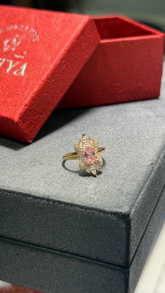 Pembe Taşlı Işıltı Klasiği Rose Renk Vintage Gümüş Yüzük