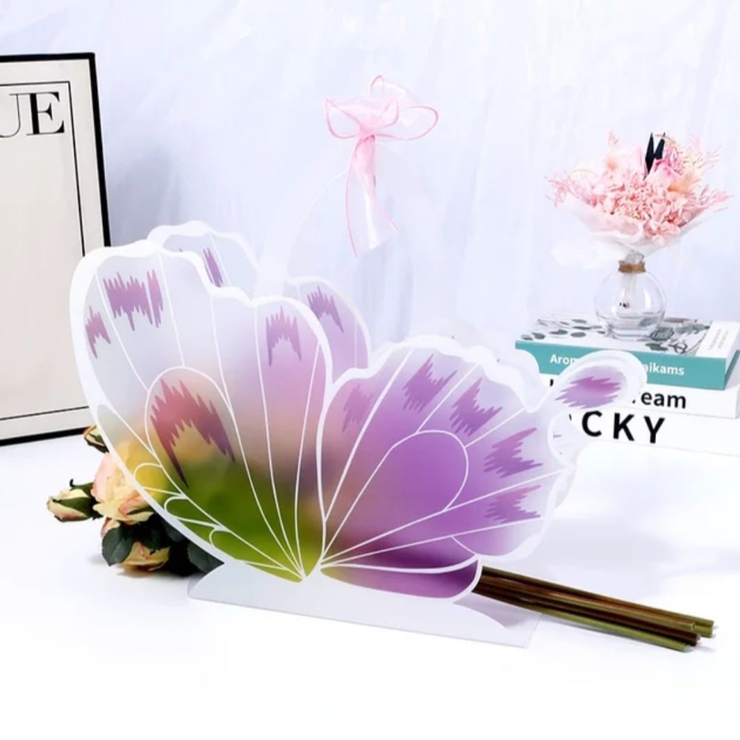 10'lu Kelebek Kesim PVC Çiçek Çantası - Mor