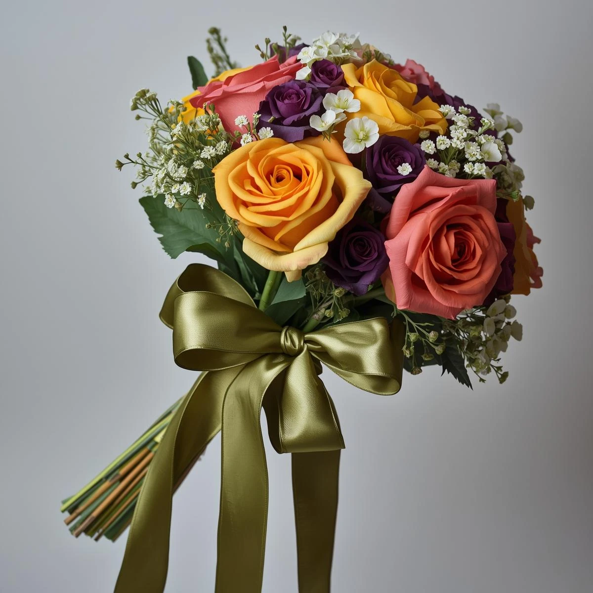 Saten Kurdele 2,5 cm - Haki Yeşili