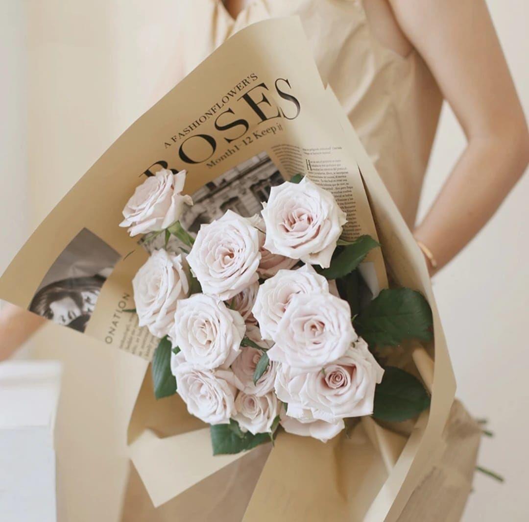Roses Newspaper Style Flower Packaging