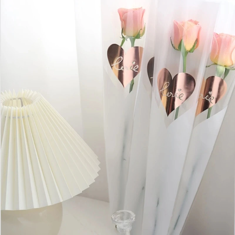 Kalp Mühürlü Tek Gül Ambalajı