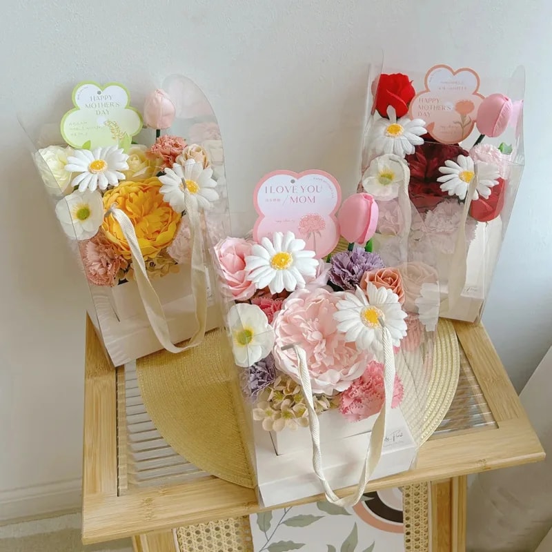 Şeffaf Çiçek Hediye Kutusu 10'lu Paket - Beyaz