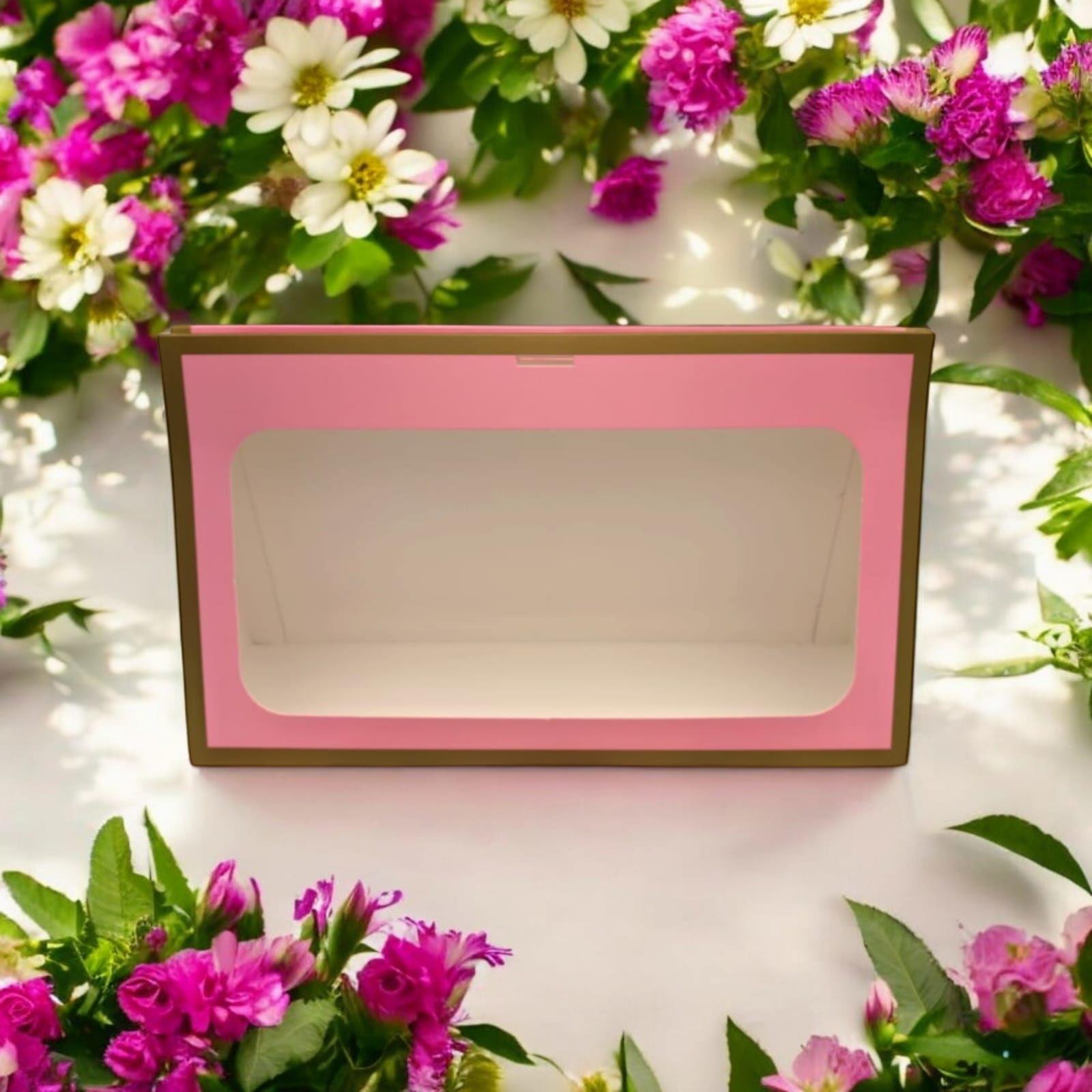 Pencereli Pembe Hediye Çiçek Taşıma Çantası