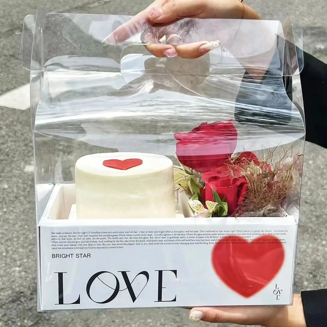 Lüks Şeffaf Kapaklı Çiçek Hediye Kutusu 5'li Paket