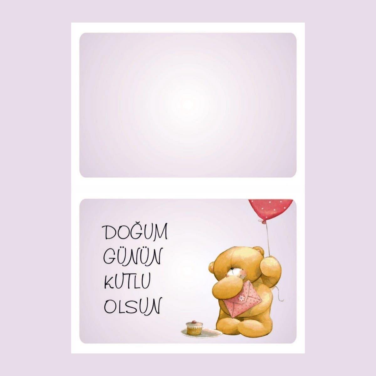 Doğum Günü Hediyesi Mesaj Kartı - Balonlu Ayıcık