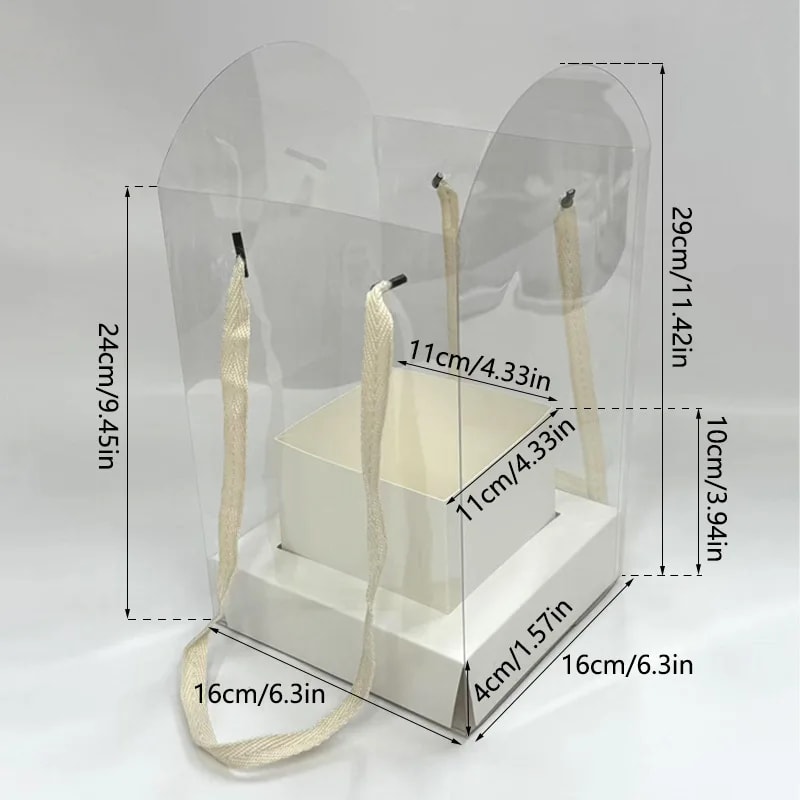 Şeffaf Çiçek Hediye Kutusu 10'lu Paket - Beyaz