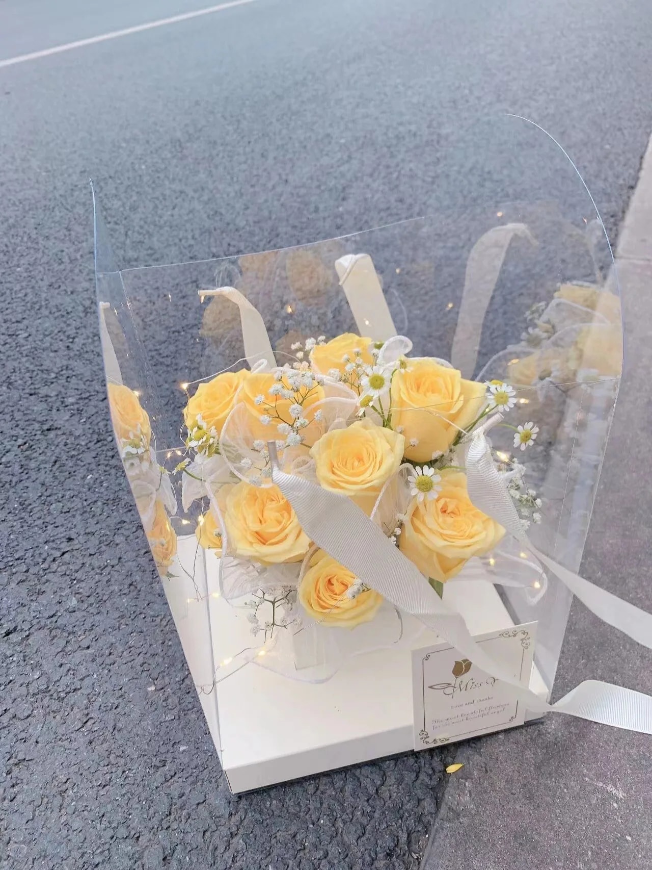 Şeffaf Çiçek Hediye Kutusu 10'lu Paket - Beyaz