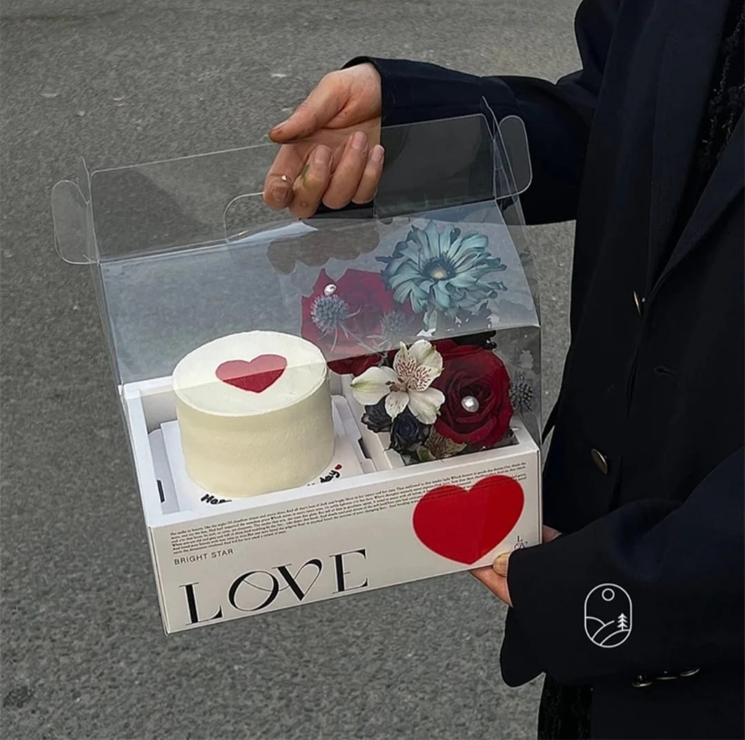Lüks Şeffaf Kapaklı Çiçek Hediye Kutusu 5'li Paket