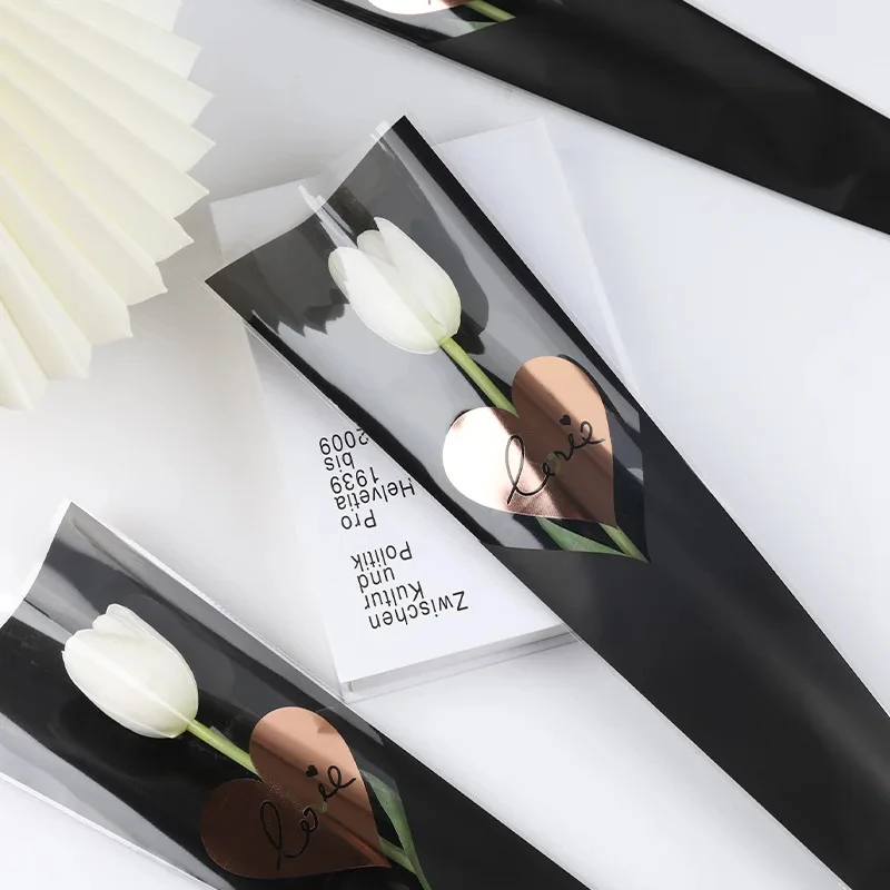 Kalp Mühürlü Tek Gül Ambalajı