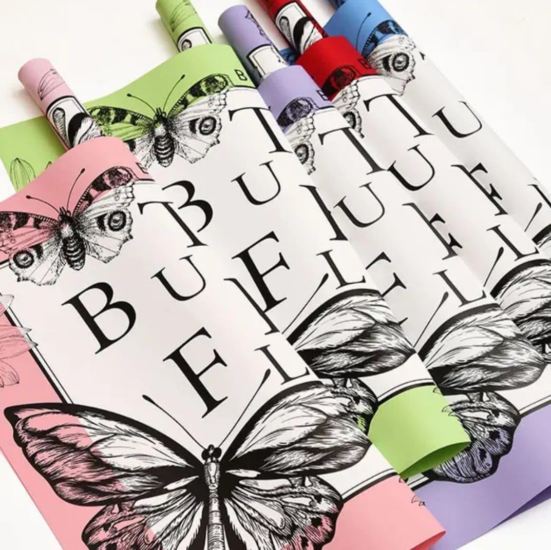 Butterfly Yazılı Çiçek Ambalajı