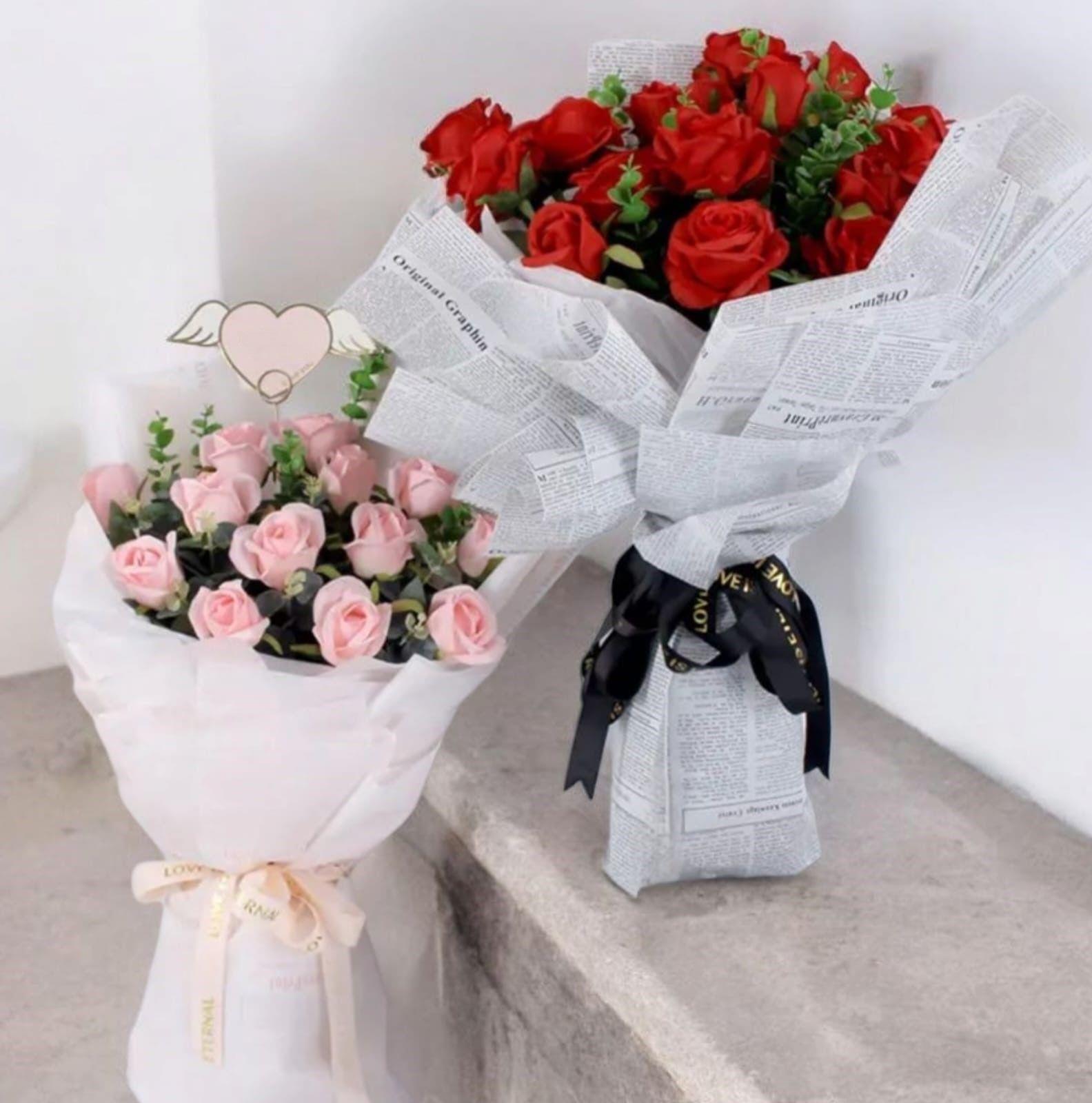 Newspaper Style Flower Packaging
