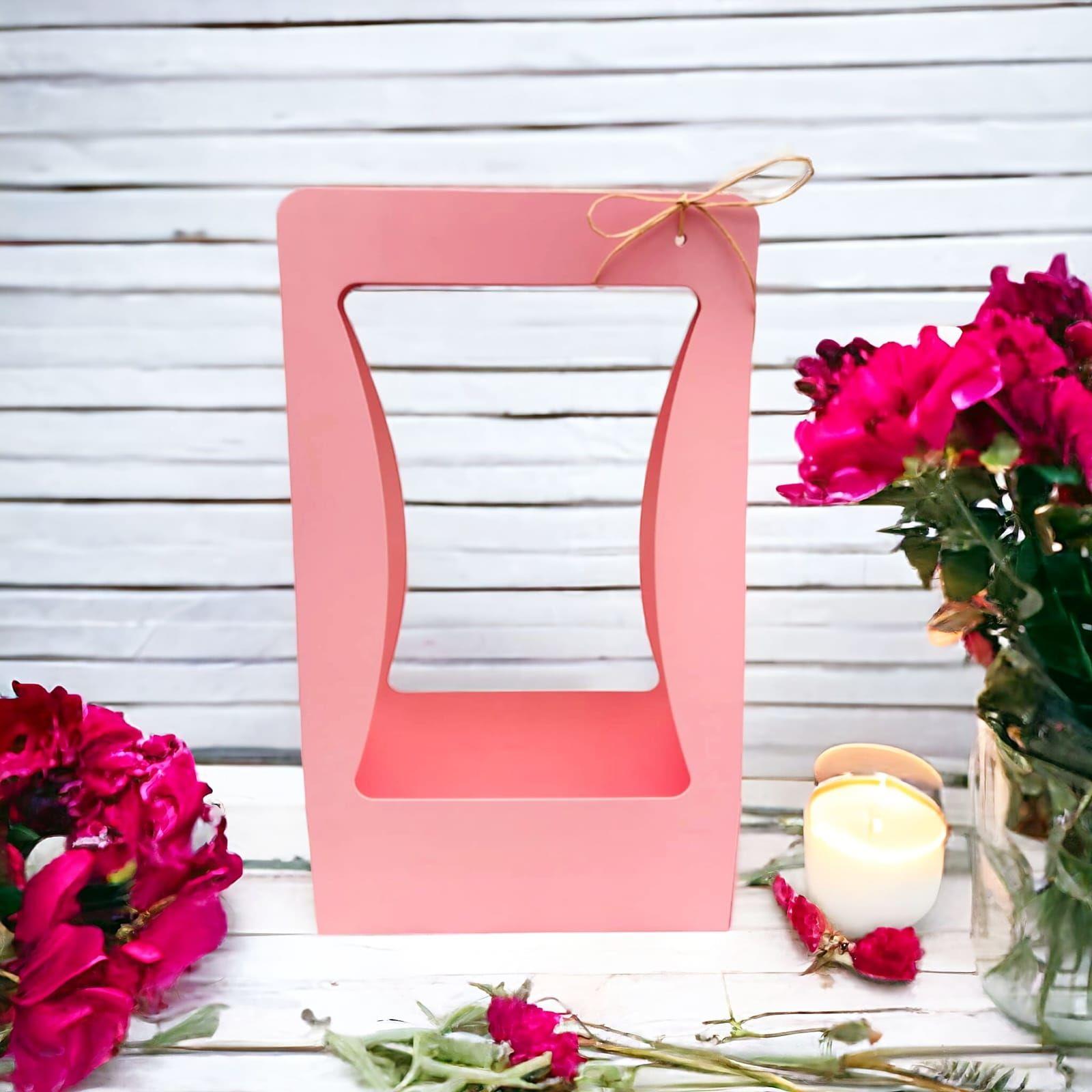 10'lu Dik Pembe Çiçek Taşıma Çantası