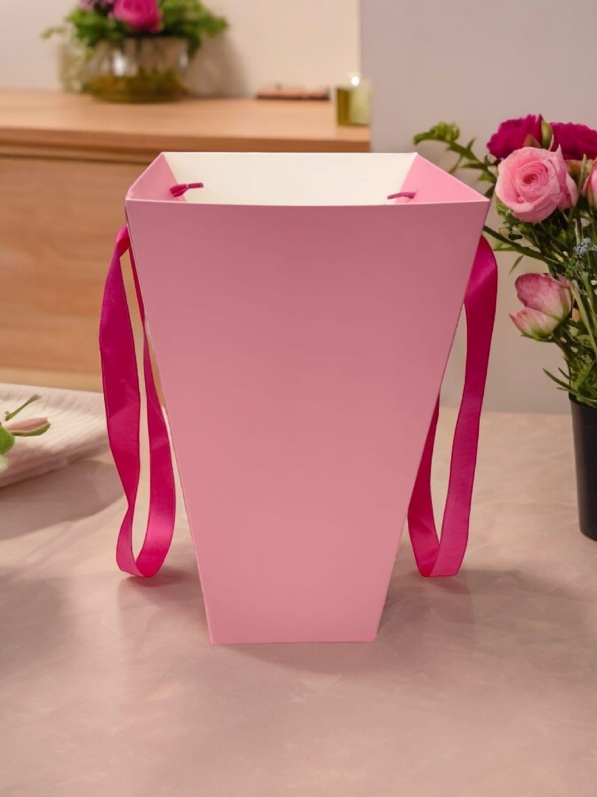 10-Pack Flower Bouquet Carrying Bag - Pink Bag