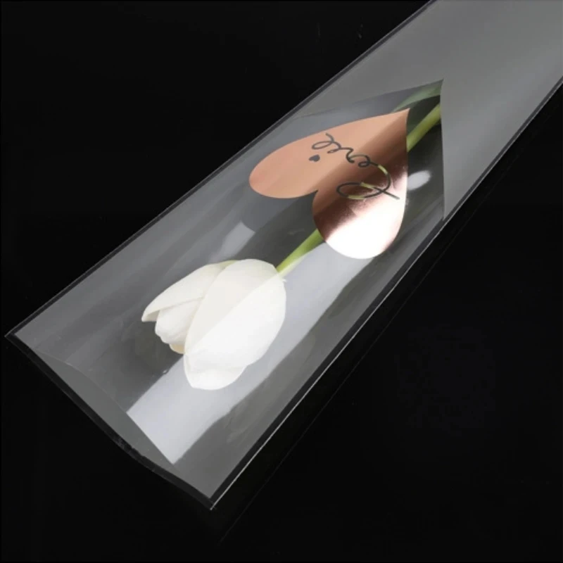 Kalp Mühürlü Tek Gül Ambalajı