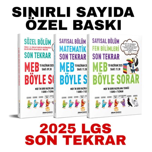  SİNAN KUZUCU YAYINLARI 2025 LGS SON TEKRAR SÖZEL + SAYISAL BÖLÜM SORU BANKASI SETİ