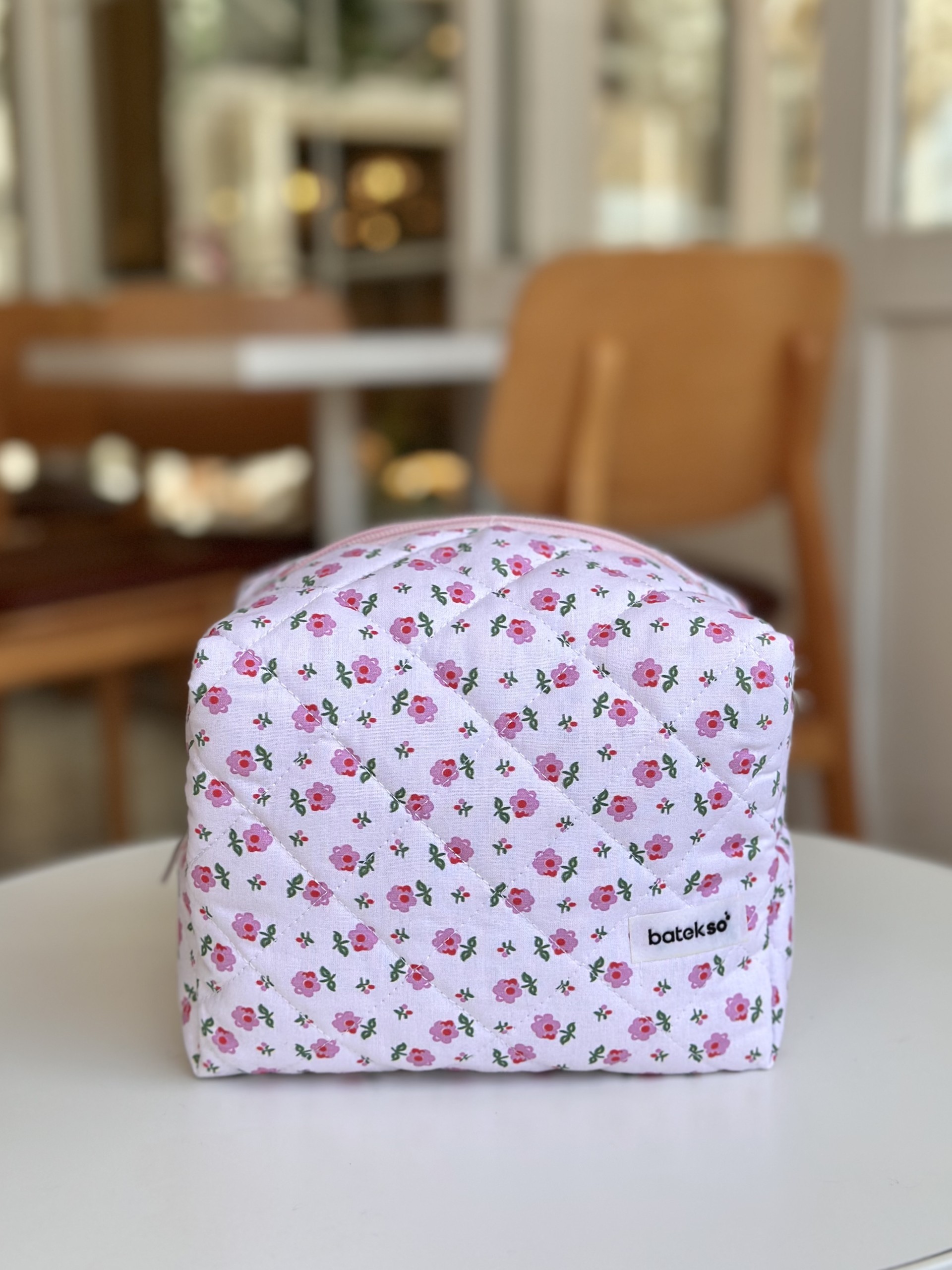 Minik Pembe Çiçek Desenli Makyaj Çantası - Süper Boy