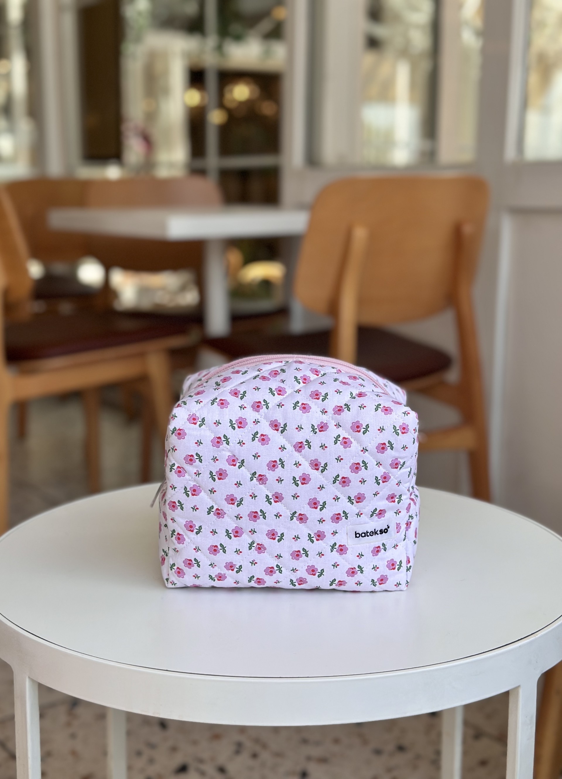 Minik Pembe Çiçek Desenli Makyaj Çantası - Süper Boy