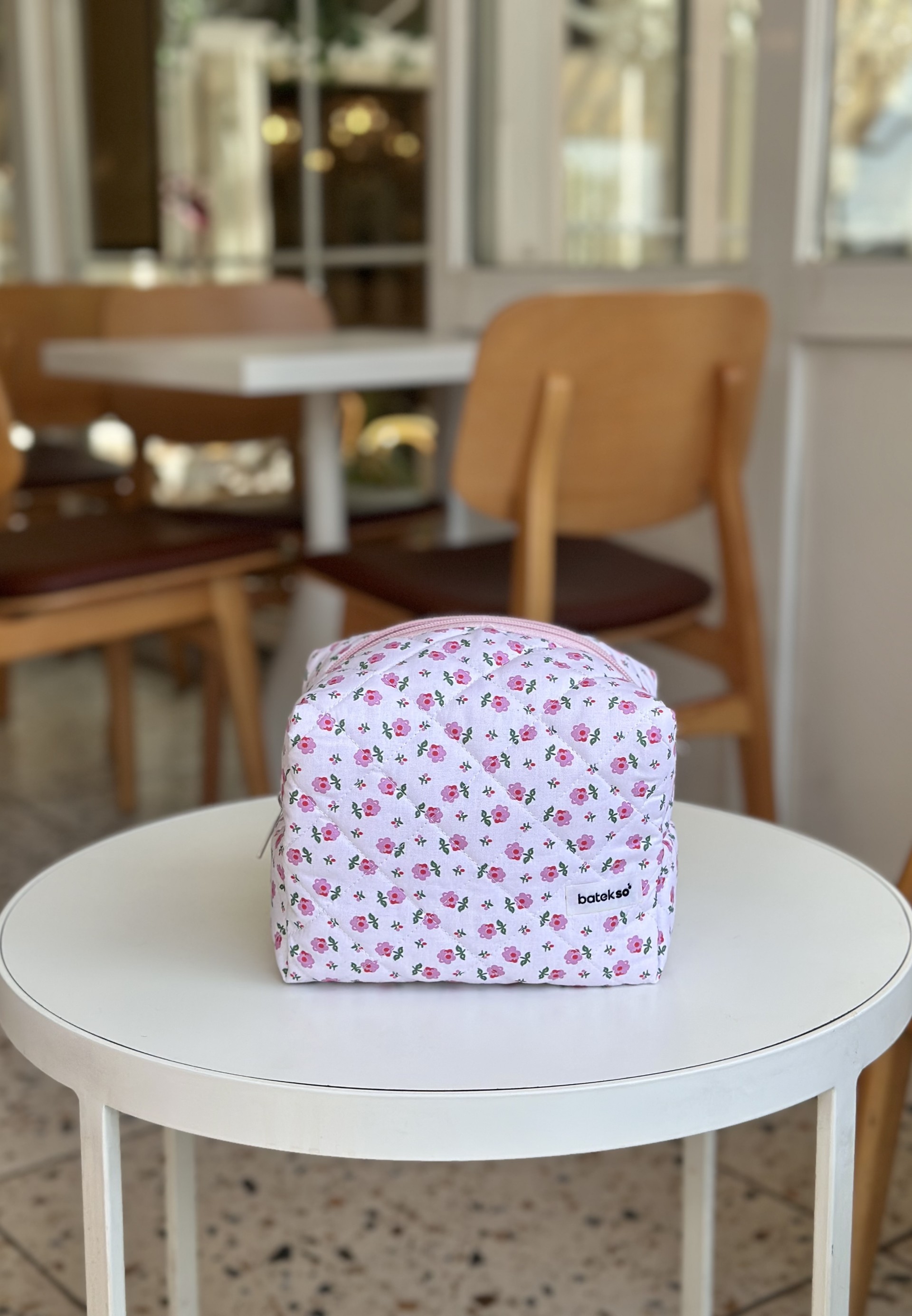 Minik Pembe Çiçek Desenli Makyaj Çantası - Süper Boy