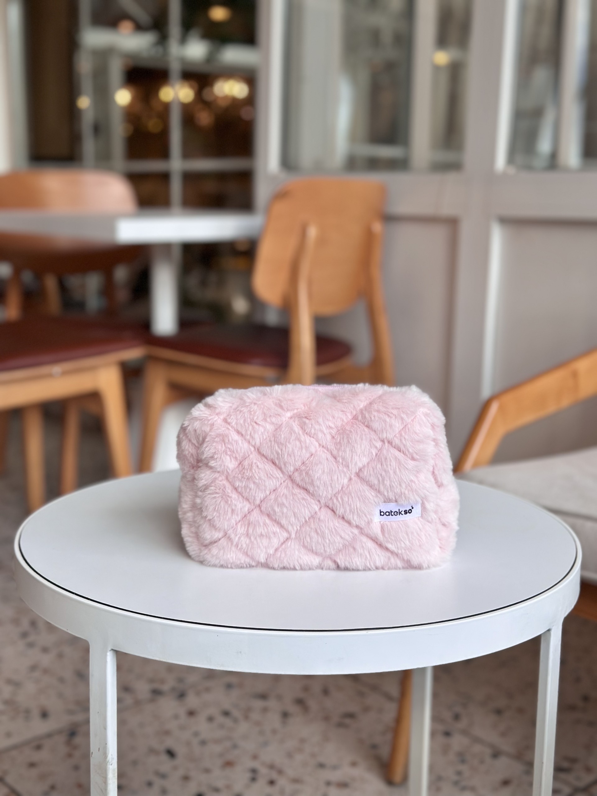 Pudra Peluş Makyaj Çantası - Büyük Boy