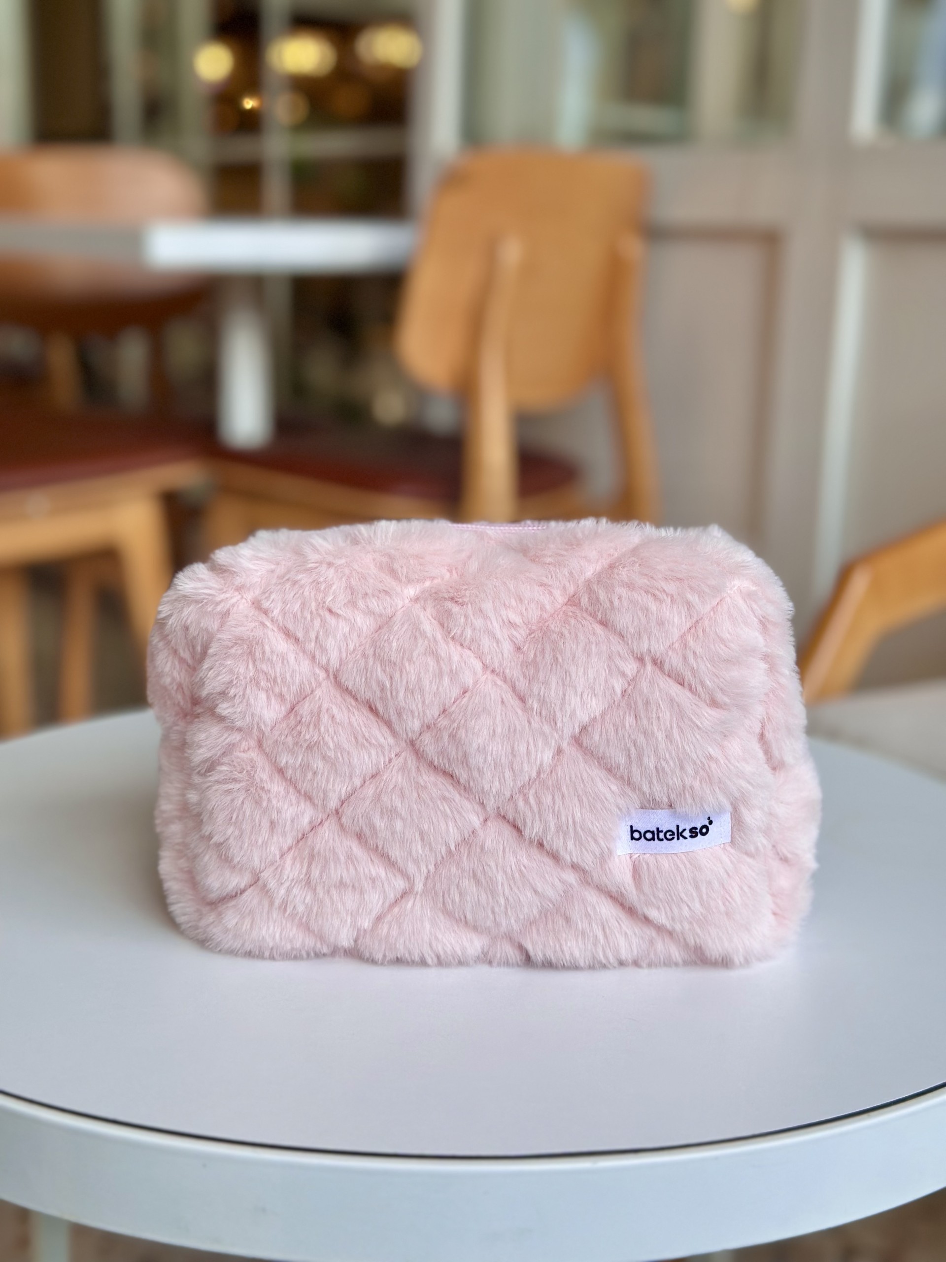Pudra Peluş Makyaj Çantası - Büyük Boy