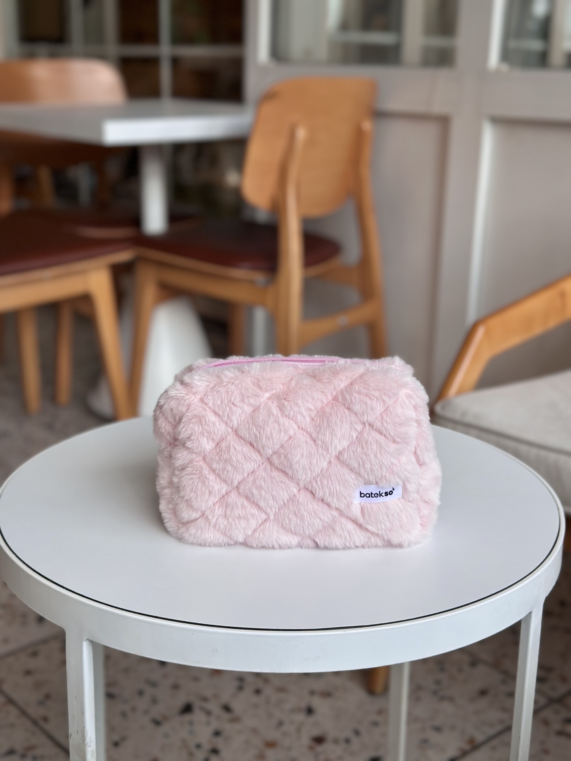 Pudra Peluş Makyaj Çantası - Büyük Boy