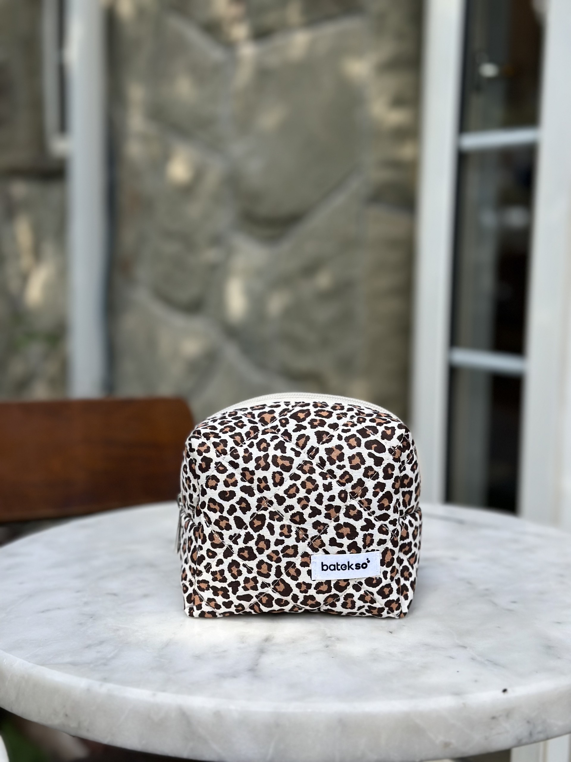 Leopar Desenli Makyaj Çantası - Küçük Boy