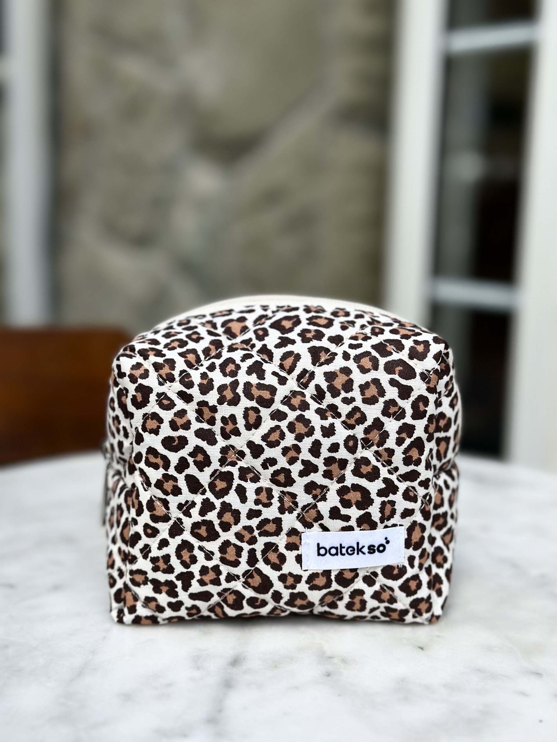 Leopar Desenli Makyaj Çantası - Küçük Boy