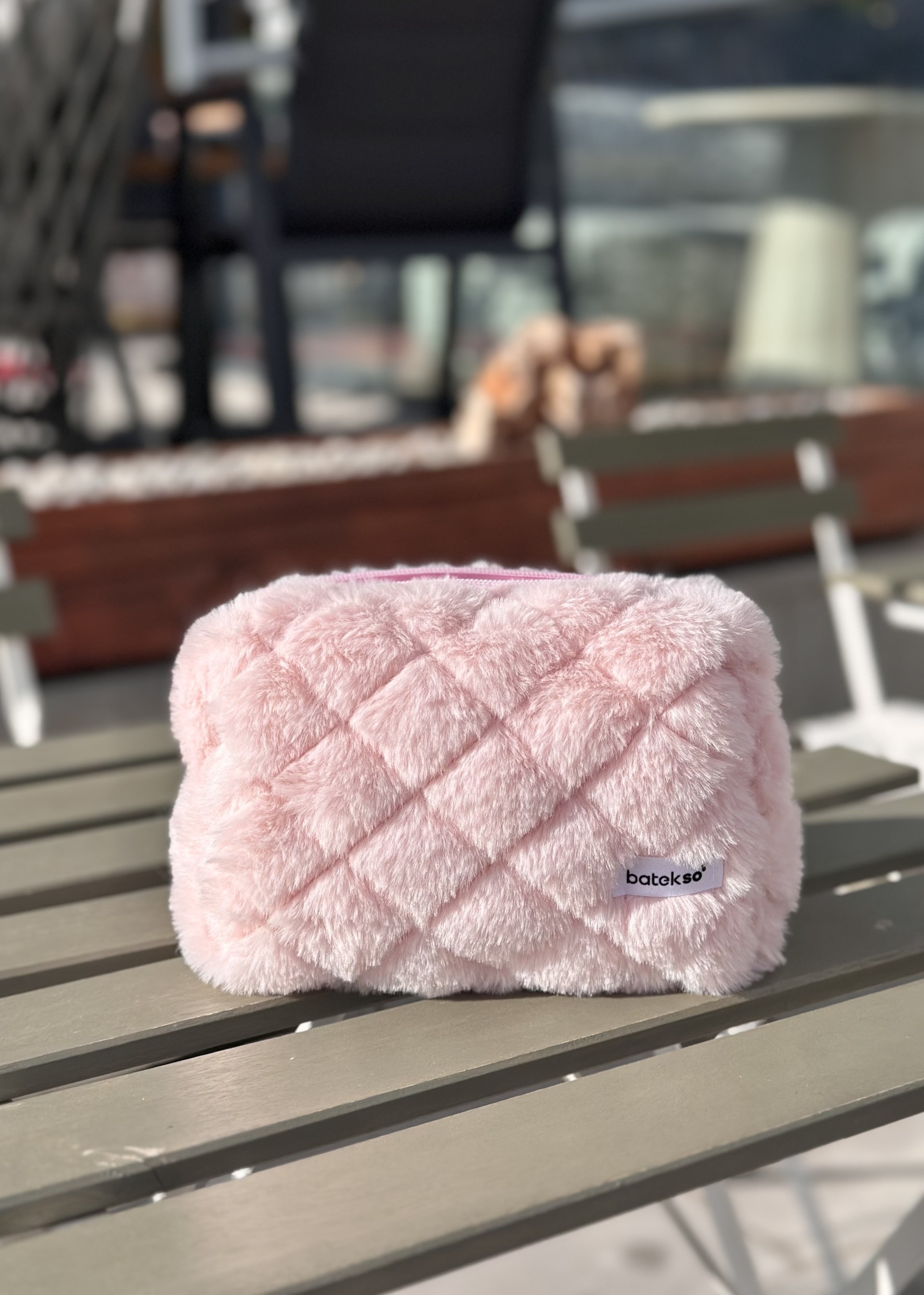 Pudra Peluş Makyaj Çantası - Büyük Boy