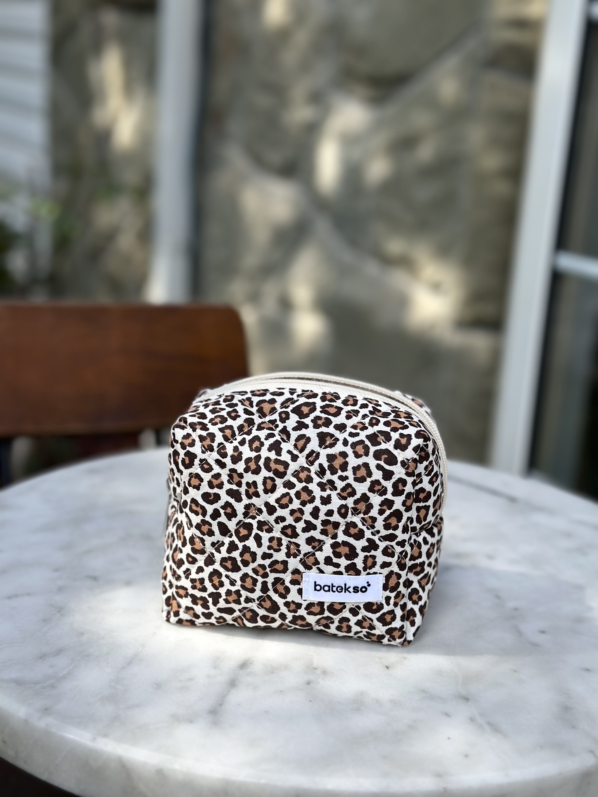 Leopar Desenli Makyaj Çantası - Küçük Boy