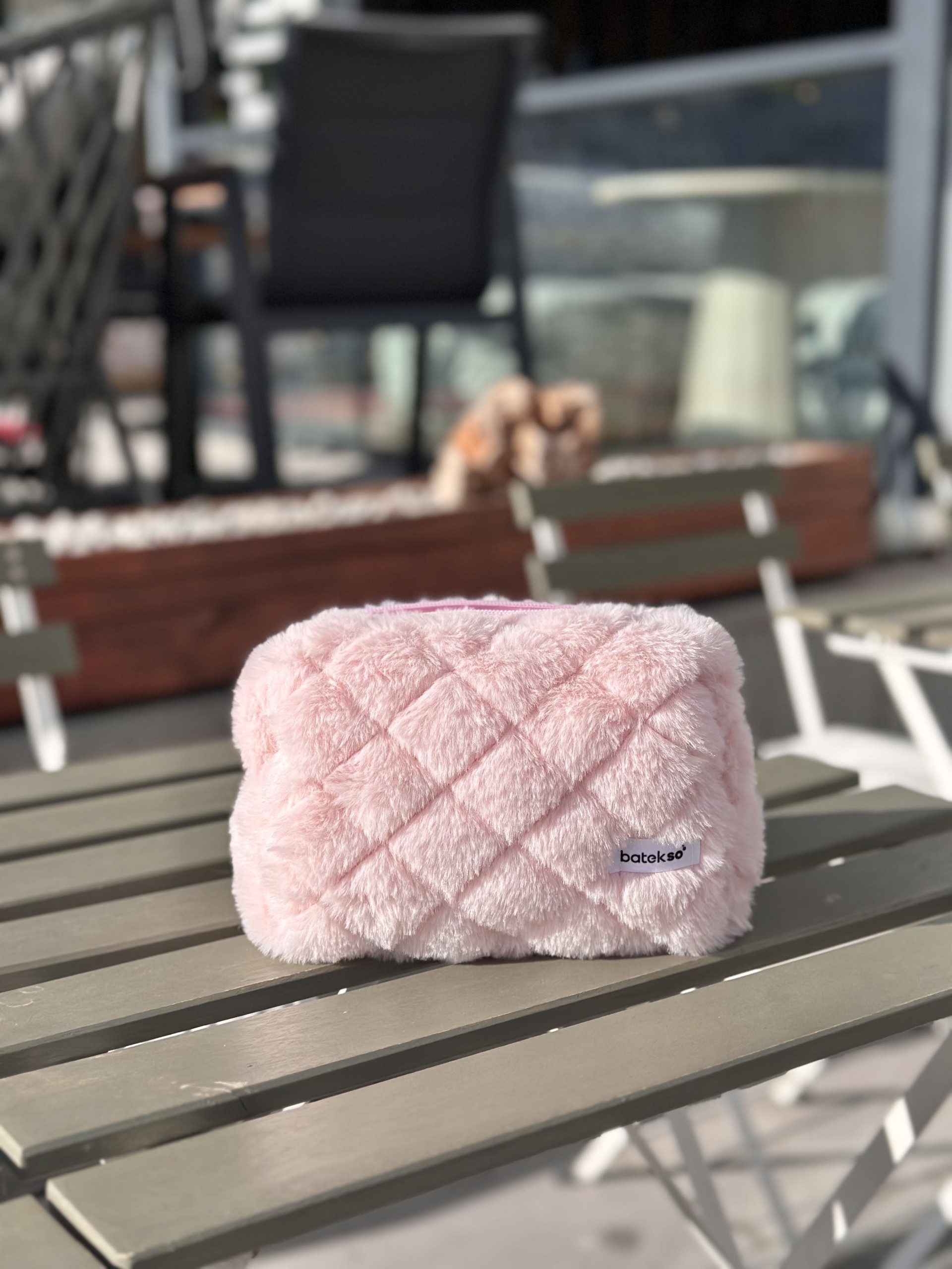 Pudra Peluş Makyaj Çantası - Büyük Boy