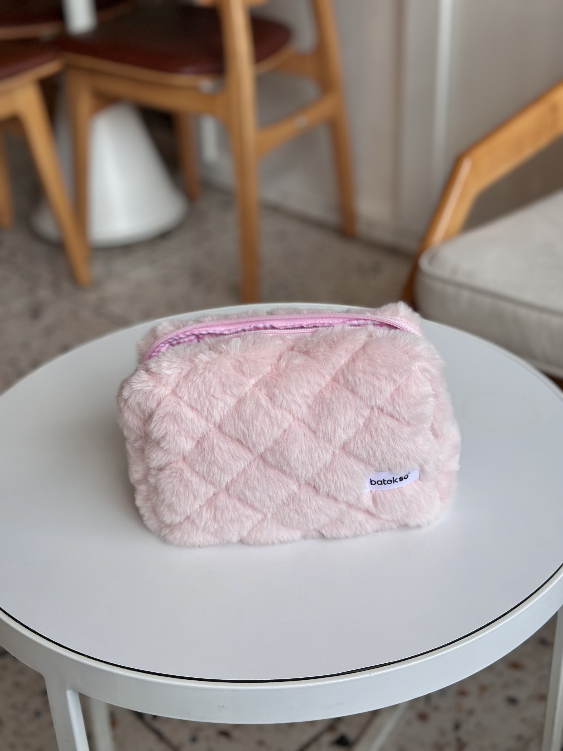 Pudra Peluş Makyaj Çantası - Büyük Boy