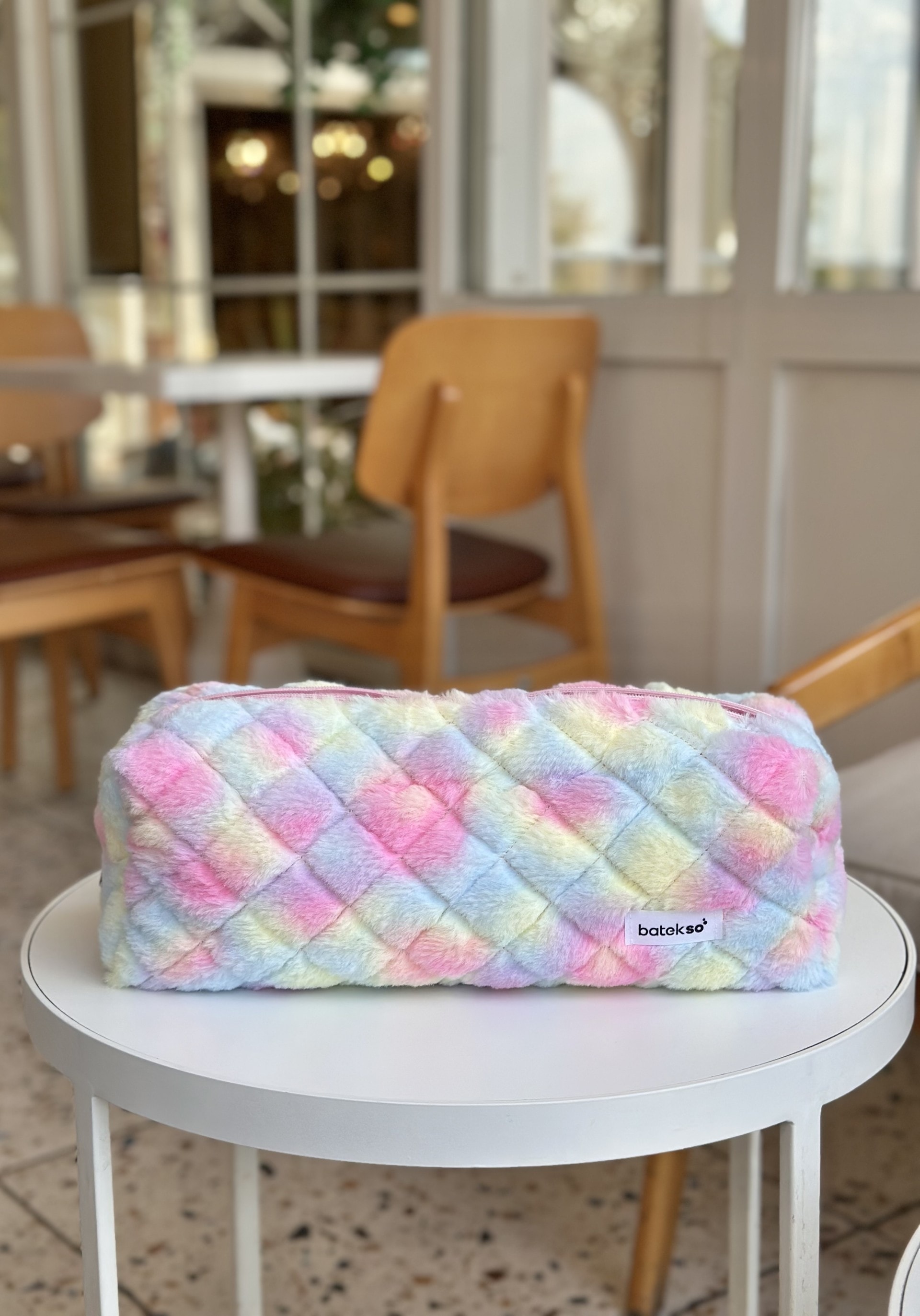 Renkli Peluş Saç Şekillendiricileri İçin Seyahat Çantası - XL Boy