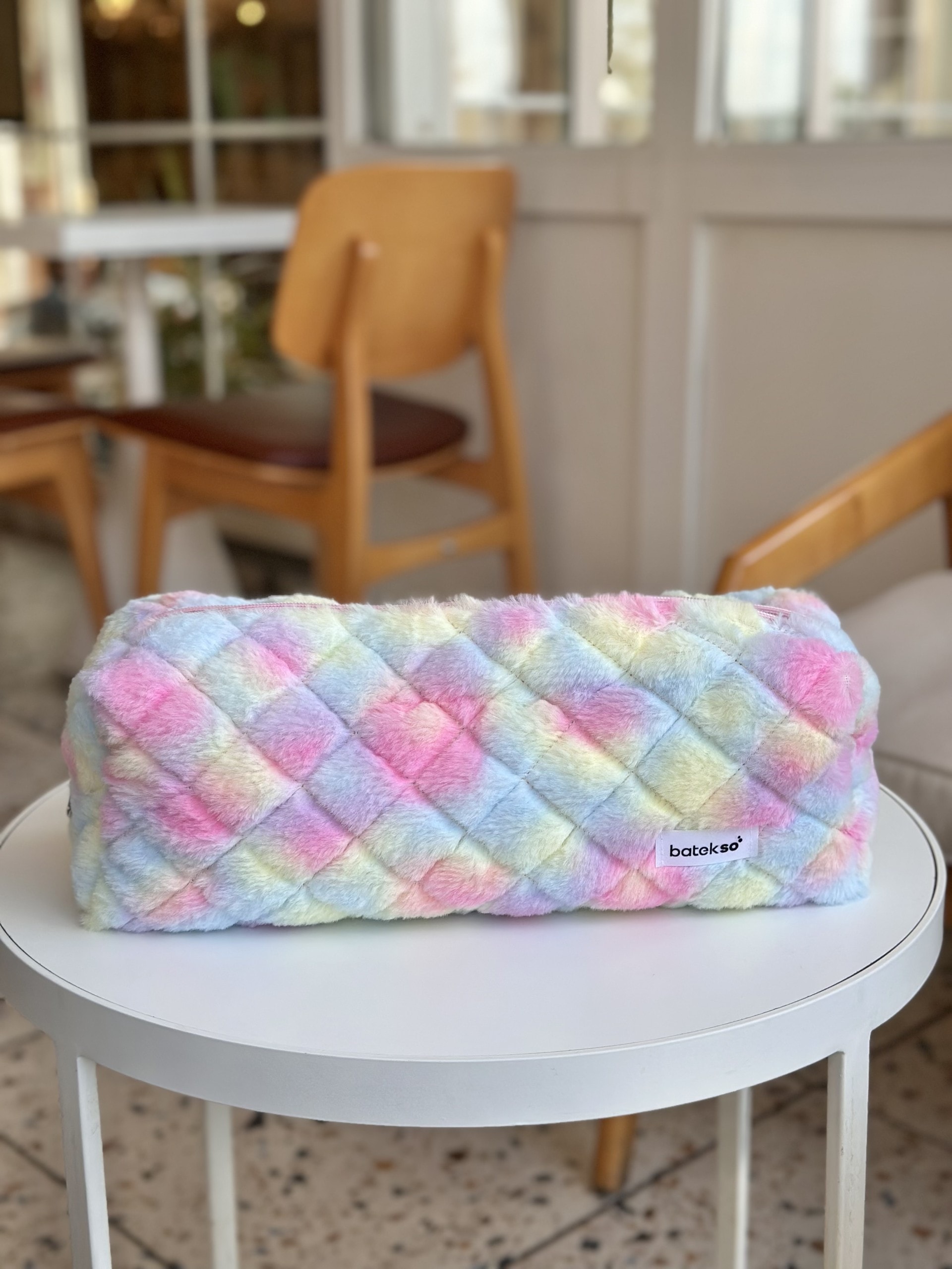 Renkli Peluş Saç Şekillendiricileri İçin Seyahat Çantası - XL Boy