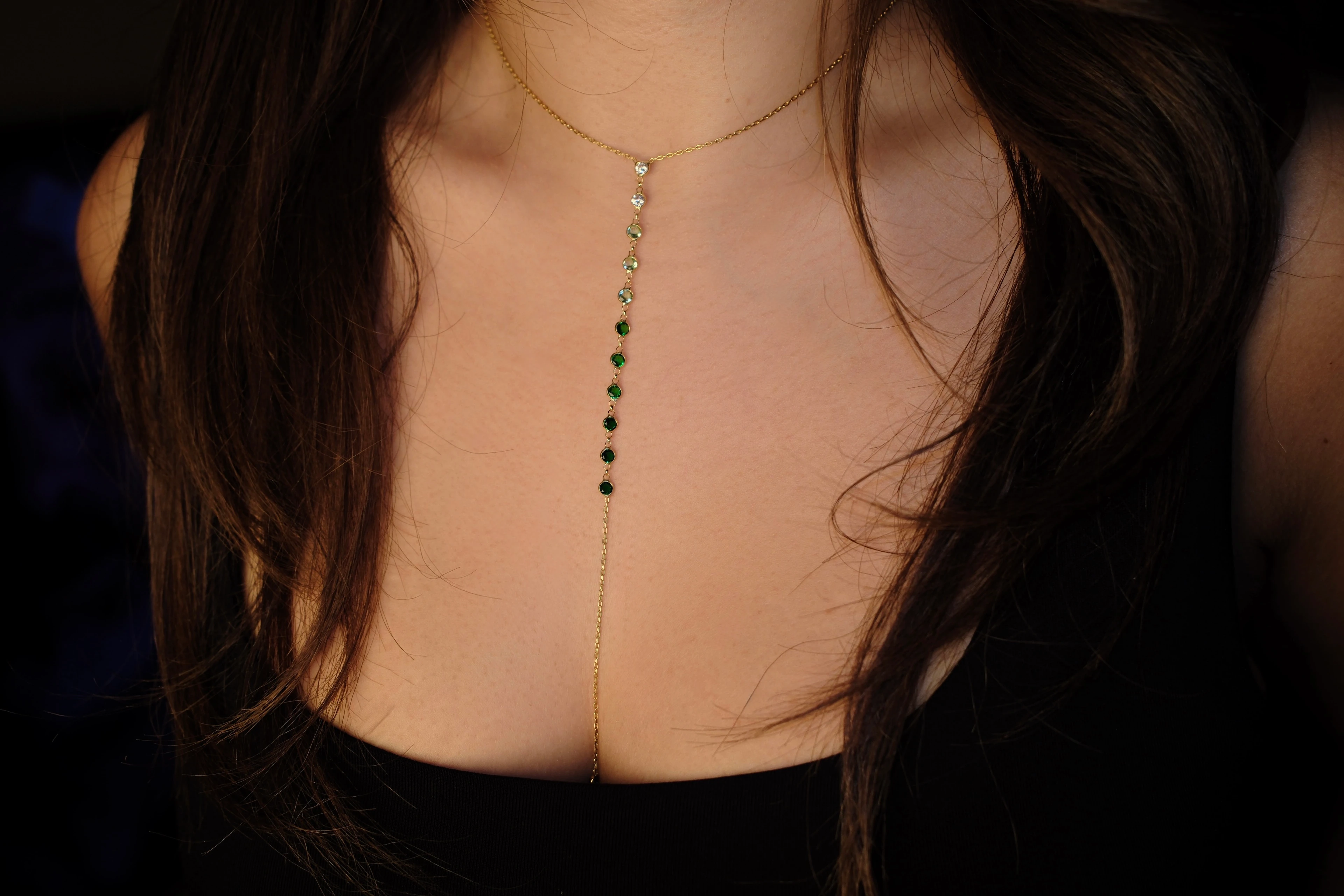 Green Drip Y Necklace