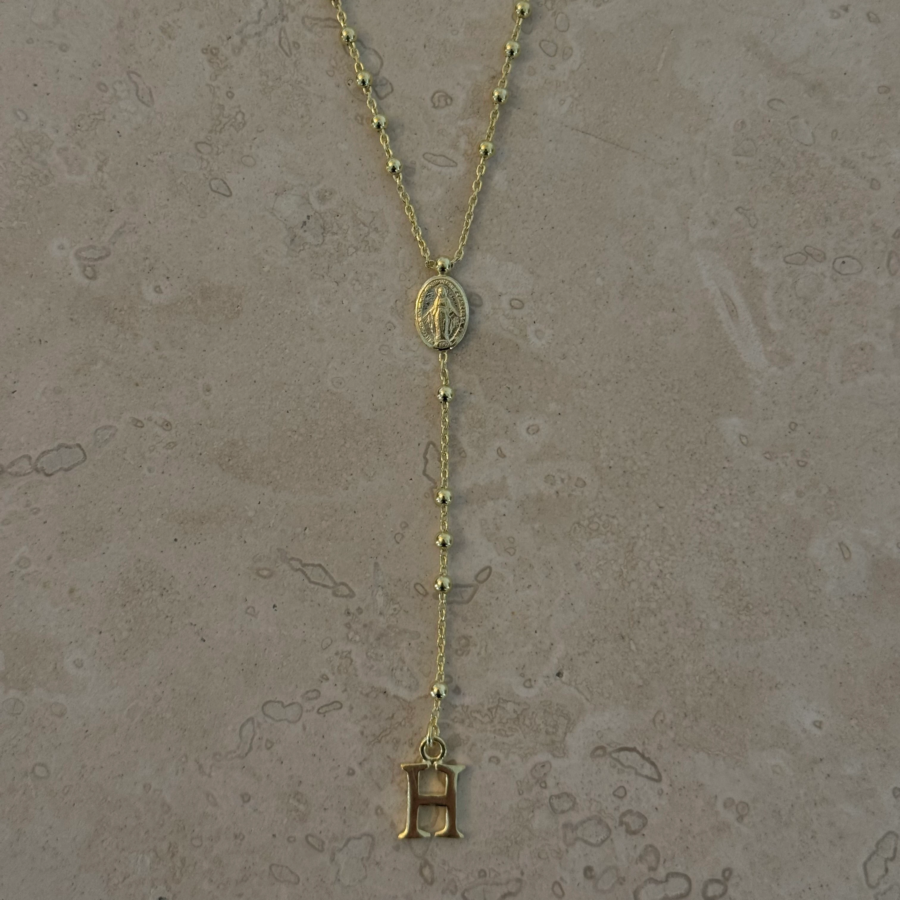 Virgin Mary Custom Letter Necklace