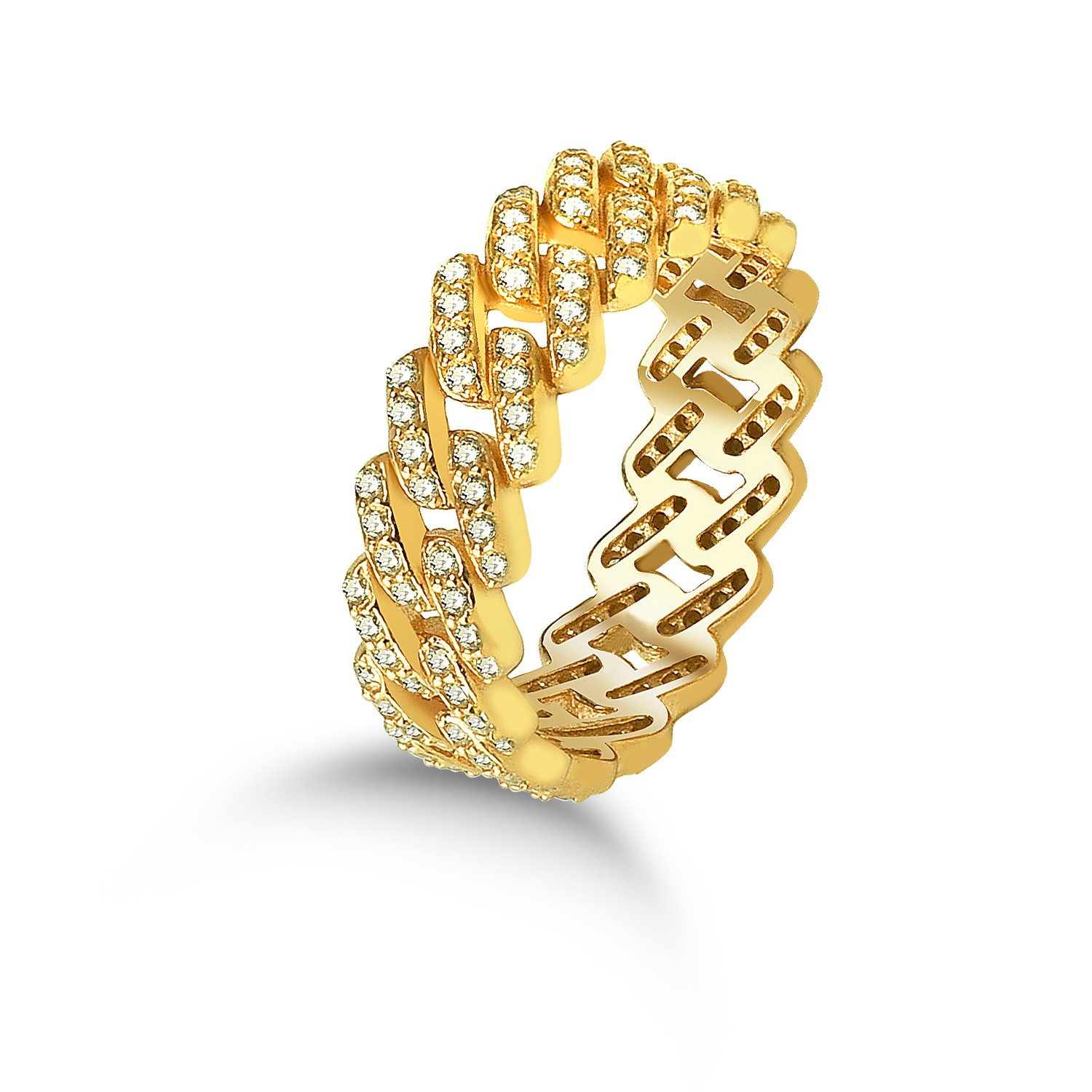 ONE ROW CUBAN RING - Gold