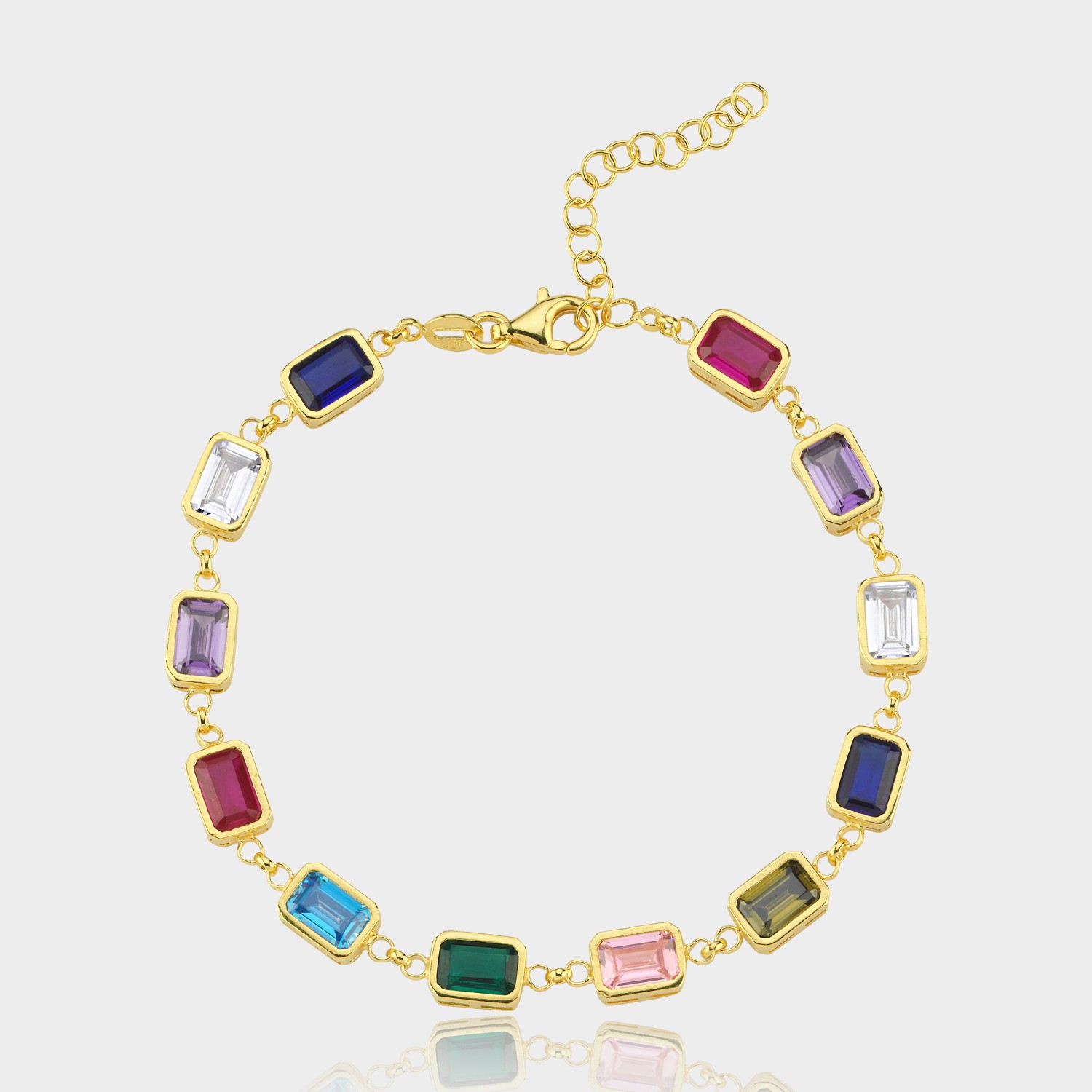 EMERALD CUT NATUREL STONES BRACELET